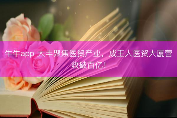 牛牛app 大丰聚焦医贸产业，成王人医贸大厦营收破百亿！