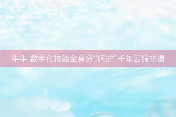 牛牛 数字化技能全身分“呵护”千年云锦非遗