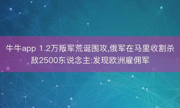 牛牛app 1.2万叛军荒诞围攻,俄军在马里收割杀敌2500东说念主:发现欧洲雇佣军